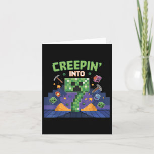 7th Birthday Gamer Pixel Creepin' Into 7 Videogame Kaart