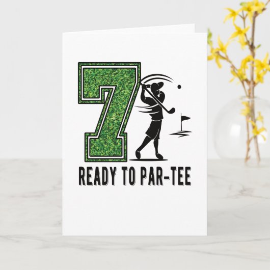 7th Birthday Gift Golf Player 7 Year Old Boy Kaart (Gele Bloem)