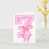 7th Birthday Girl Coquette Nk Bows Seven Years Old Kaart (Gele Bloem)