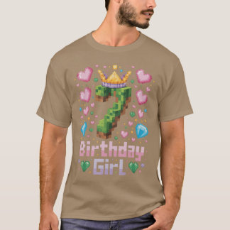 7th Birthday Girl Gaming Piel Number Party 7 Year  T-shirt
