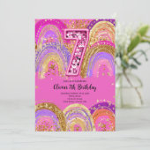 7th Birthday Girls Invitation Kaart (Staand voorkant)