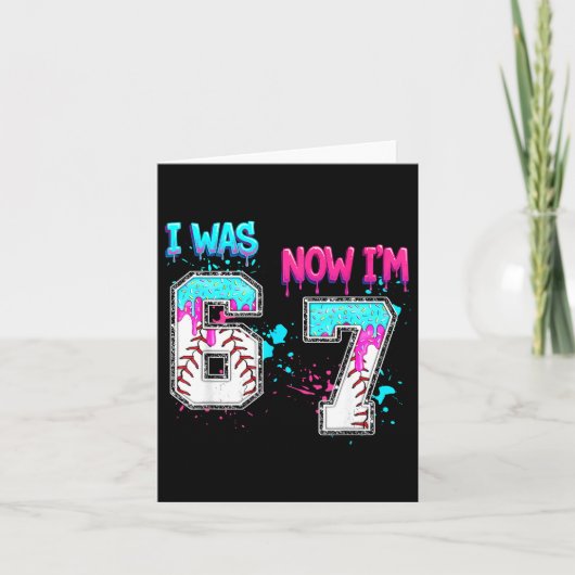 7th Birthday I Was 6 Now I'm 7 Baseball Ice Cream  Kaart (Voorkant)