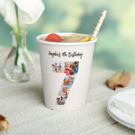 7th Birthday Photo Collage Number 7 Paper Cups Papieren Bekers