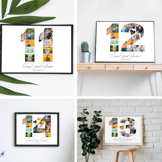 7th Birthday Photo Collage Poster Keepsake