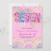 7th Birthday Rainbow Invitation Kaart (Voorkant)