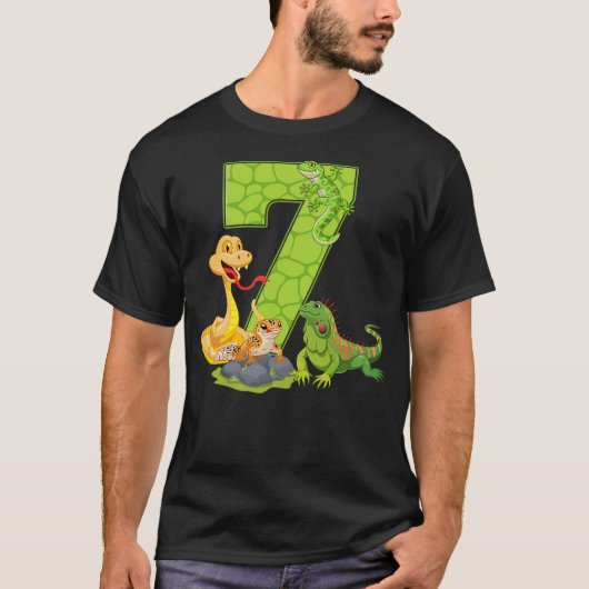 7th Birthday Snake Lizard Reptile 7 Year Old Birth T-shirt (Voorkant)