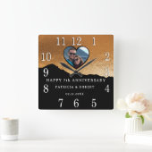 7th Copper Wedding Jubileum Foto Zwart Vierkante Klok (Huis)