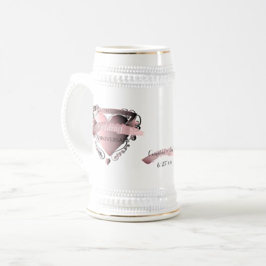 "7th Copper Wedding Jubileum" Heart Emblem Bierpul (Voorkant links)