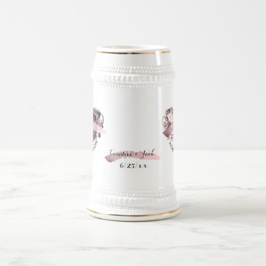 "7th Copper Wedding Jubileum" Heart Emblem Bierpul (Center)