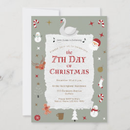 7th Day of Christmas Retro New Year's Eve Party Kaart