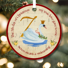 7th Day of Christmas Seven Swans A-Swimming Metalen Ornament