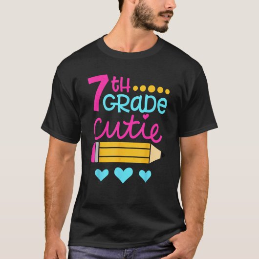 7th Grade Cutie First Day of School Back to School T-shirt (Voorkant)