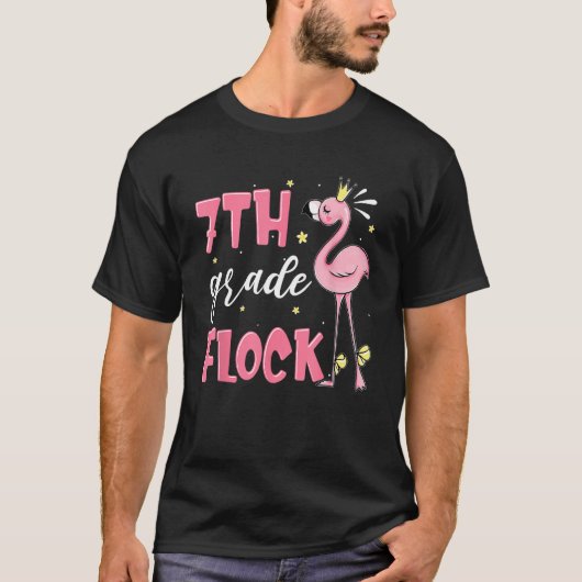 7th Grade Flock Flamingo Back To School Girls T-shirt (Voorkant)