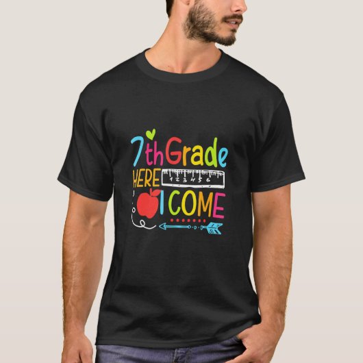 7th Grade Here I Come Happy First Day Of School T-shirt (Voorkant)