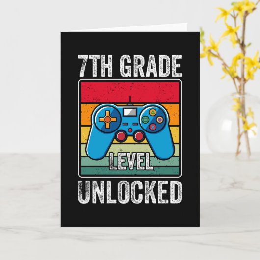 7th Grade Level Ontgrendeld Kinder Terug naar Scho Kaart (Gele Bloem)