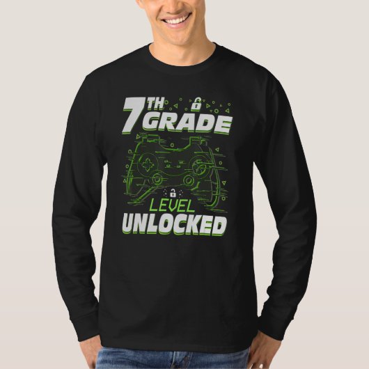 7th Grade Level Unlocked Back To School Video Game T-shirt (Voorkant)