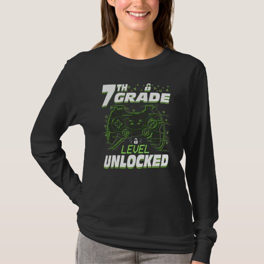 7th Grade Level Unlocked Back To School Video Game T-shirt (Voorkant)