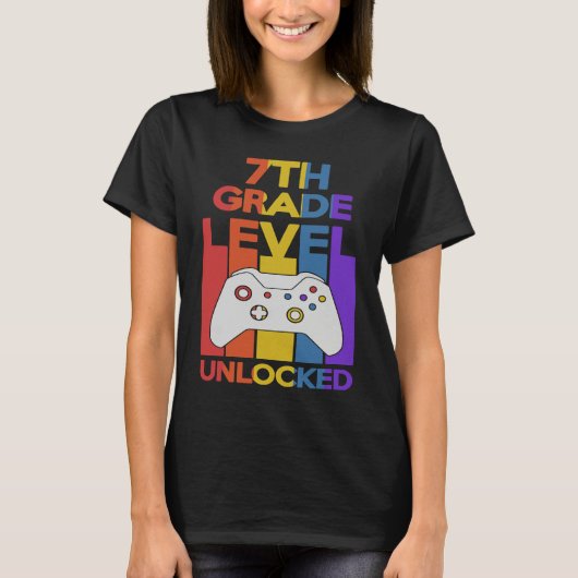 7th Grade Level Unlocked Video Gamer Back to Schoo T-shirt (Voorkant)