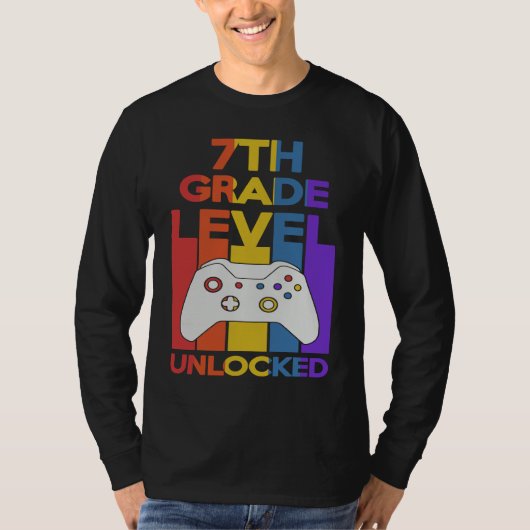7th Grade Level Unlocked Video Gamer Back to Schoo T-shirt (Voorkant)