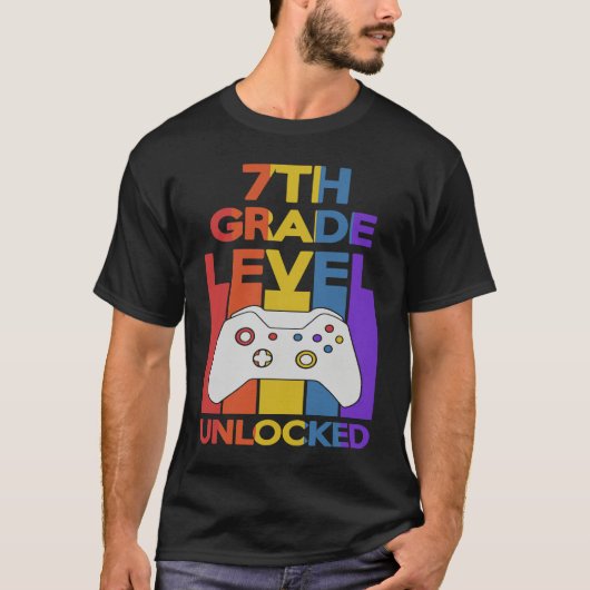 7th Grade Level Unlocked Video Gamer Back to Schoo T-shirt (Voorkant)