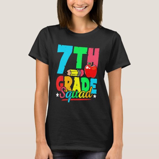 7th Grade Squad Cute Back To School First Day Of S T-shirt (Voorkant)