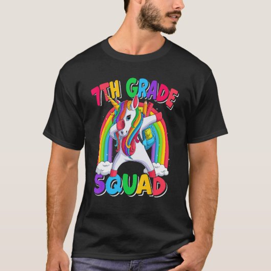 7th Grade Squad Dabbing Unicorn Back to School Kid T-shirt (Voorkant)