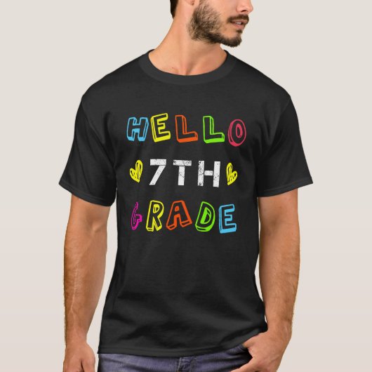 7th Grade Squad Girls Boys Teacher Team, Hello sev T-shirt (Voorkant)