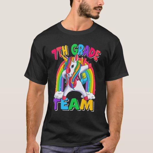 7th Grade Team Dabbing Unicorn Back to School Kids T-shirt (Voorkant)