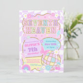 7th Heaven Preppy Varsity Patch Verjaardagsfeestje Kaart (Staand voorkant)