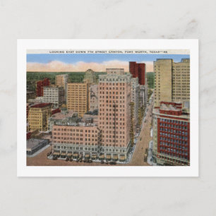 7th St Canyon, Fort Worth, Vintage van Texas Briefkaart