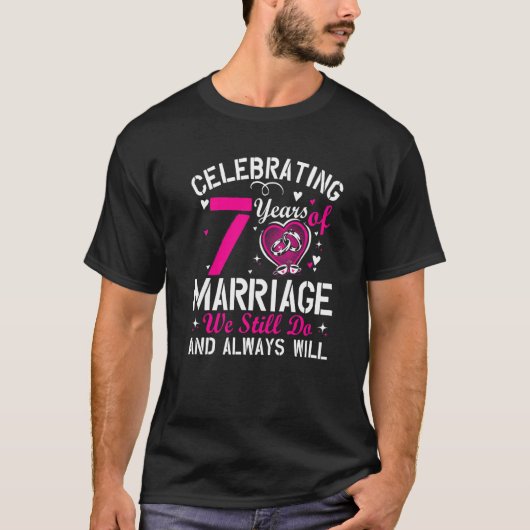 7th Wedding Anniversary Matching Couple Men Women T-shirt (Voorkant)