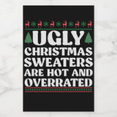 7Ugly-kerstzweten zijn warm en overbelast Wijn Etiket (Enkel label)