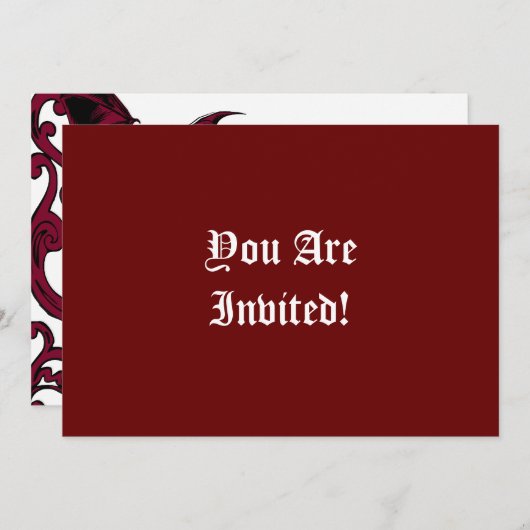 7x5 Vampire Bat Red Halloween Kaart (Voorkant / Achterkant)