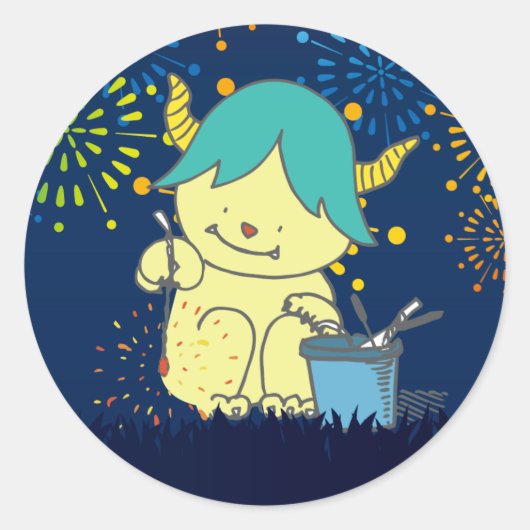 8月モンスターシール。 RONDE STICKER (Voorkant)