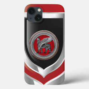 [800] Assyrische scharnierende lion: zilver en zwa Case-Mate iPhone Case