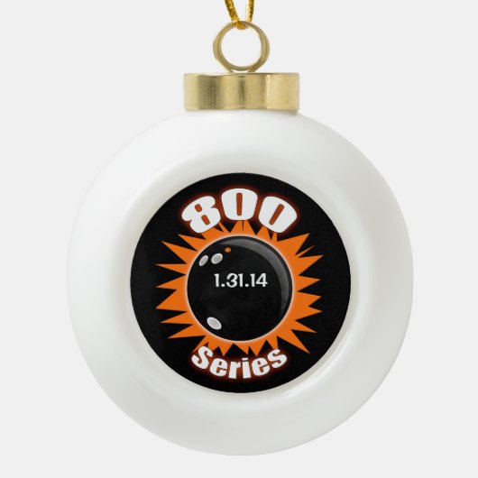 800-reeks in League Bowling, Oranje en zwart Keramische Bal Ornament (Voorkant)