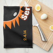 800-reeks in zwart en Oranje Theedoek (Quarter Fold)