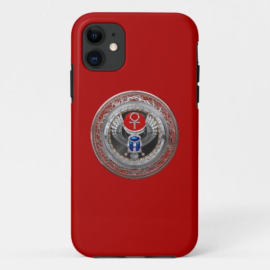 [800] Sacred Silver Egyptian Winged Scarab & Ankh Case-Mate iPhone Case (Achterkant)