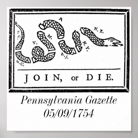 800px-Joinordie (800 x 554), Pennsylvania Gazet... Poster (Voorkant)