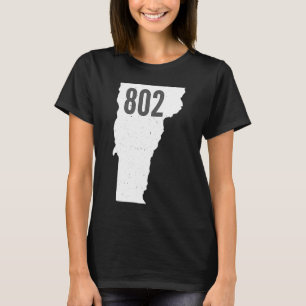 802 Pride State Outline Code Vermont T-shirt