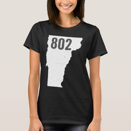 802 Vermont Area Code Pride State Outline T-shirt (Voorkant)