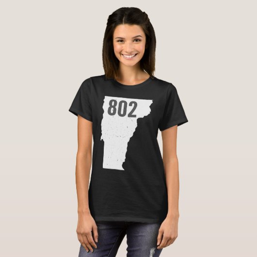 802 Vermont Area Code Pride State Outline T-shirt (Voorkant volledig)
