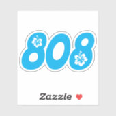 808 Hawaii netnummer met hibiscus bloemen Sticker (Vel)