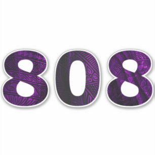 808 Hawaii Tribal Blk Paarse Sticker