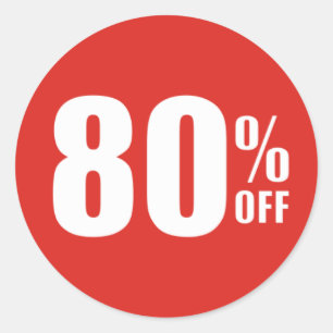 80% 80% korting op ticker ronde sticker