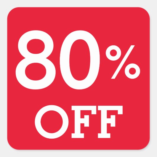 80% 80% korting wit en rood vierkante sticker (Voorkant)