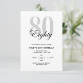 80 - 80e verjaardag Elegant zwart-wit Kaart (Staand voorkant)