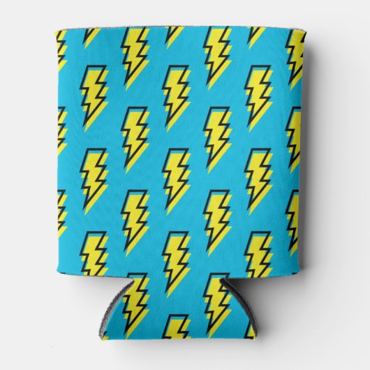 80-90's Pattern Fun Blue Yellow Bolt Neon Retro Blikjeskoeler (Voorkant)