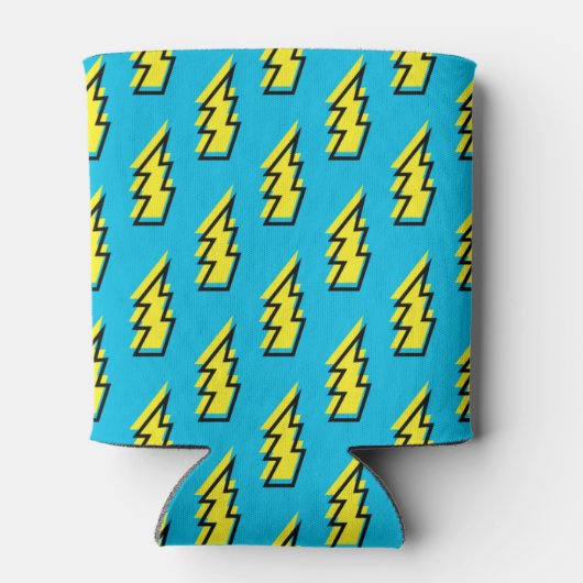 80-90's Pattern Fun Blue Yellow Bolt Neon Retro Blikjeskoeler (Achterkant)