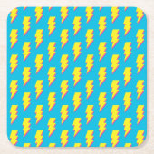 80-90's Pattern Fun Blue Yellow Bolt Neon Retro Kartonnen Onderzetters (Voorkant)